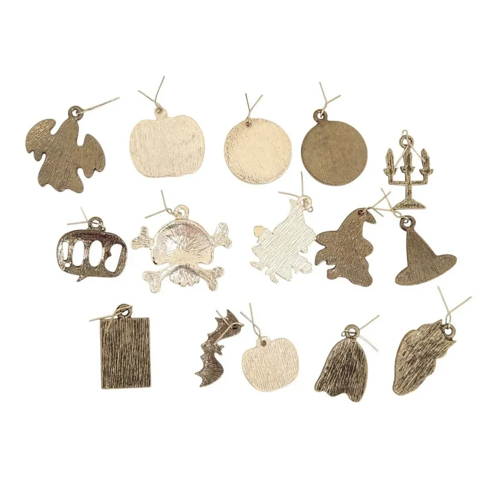 Halloween Charms 15Pc Set Enamel Spooky Pumpkin Witch Skull Ghost Jewelry Making